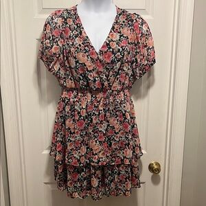 Mimi Chica Floral Dress - Black and Pink